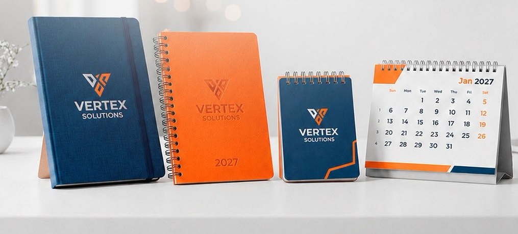 Calendários de mesa e agendas personalizados para 2027